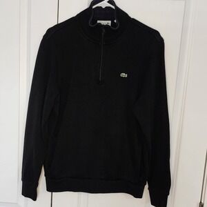 Lacoste Men's XL Black Quarter Zip Long Sleeve Pullover Sweater